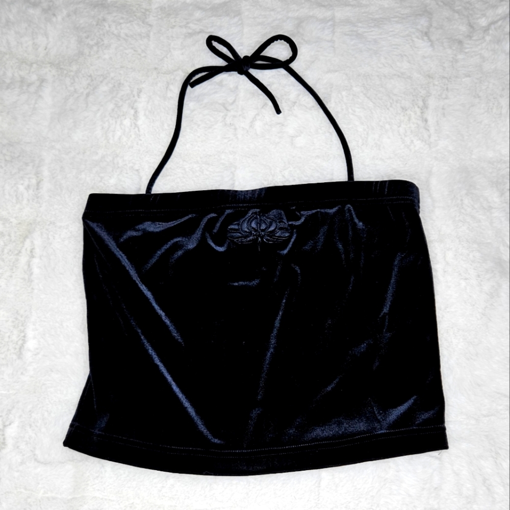 90s VTG ESPRIT Velour Tube Cropped Halter
